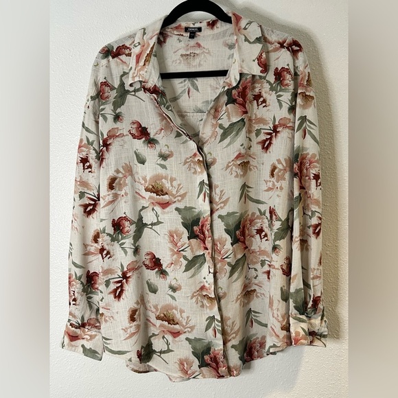 Express Tops - Express Floral Button Down Shirt Size Large